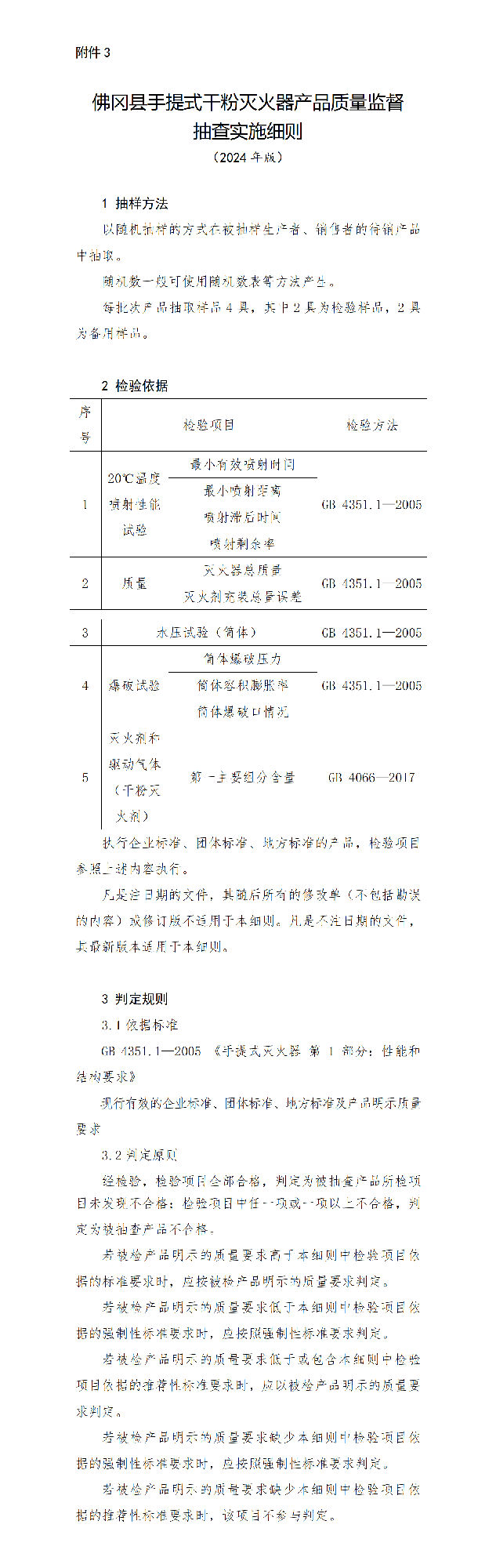 佛冈县手提式干粉灭火器产品质量监督抽查实施细则（2024年版）